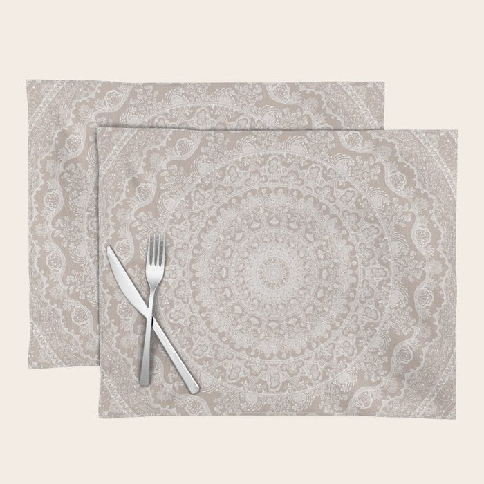 Floral dreams mandala taupe Placemat Gallery Image 1