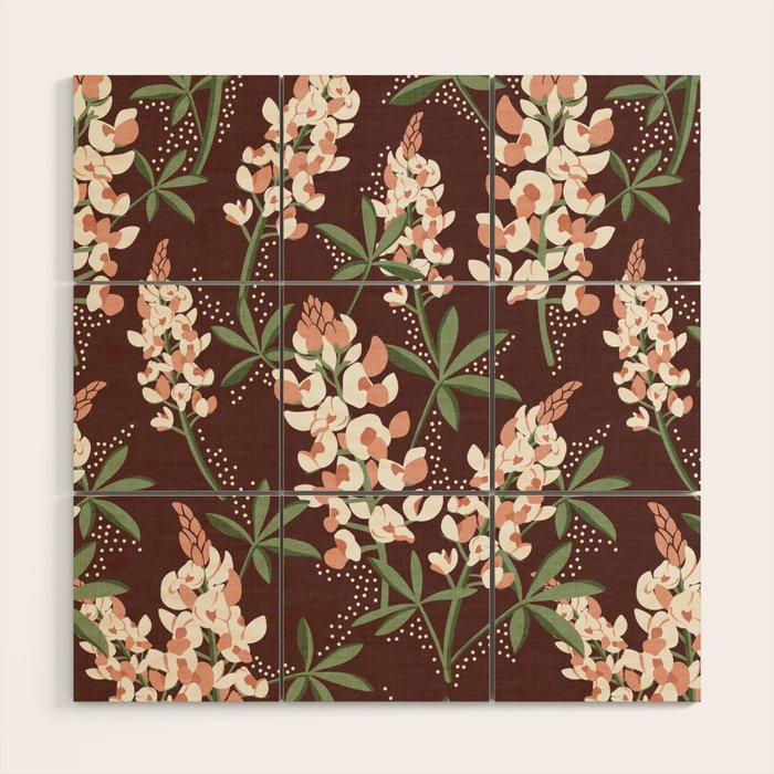 Bluebonnet Floral Brown Peach Multi Wood Wall Art Gallery Image 1