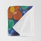 Maximalist leaves mexican flowers talavera pottery blue azulejo tile Throw Blanket Gallery Image 3