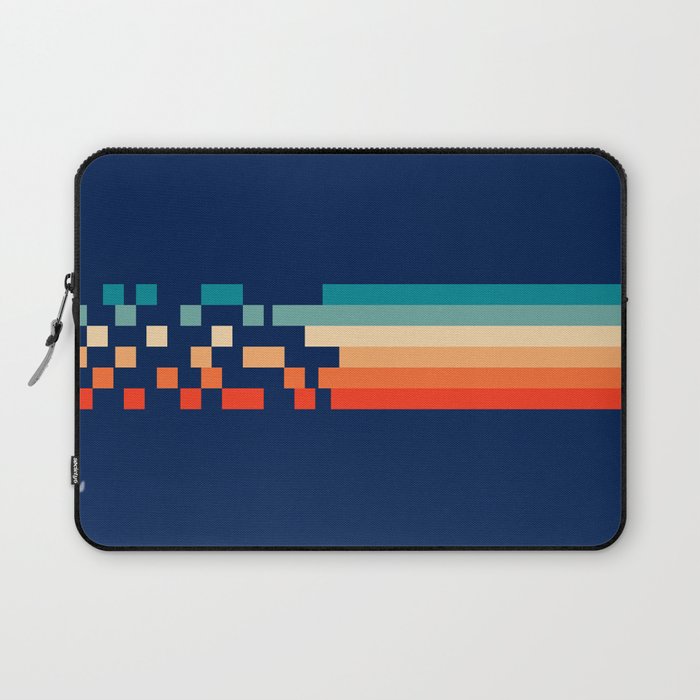 Classic 70s Style Abstract Rainbow Retro Stripes Pixel Drops - Ayako Laptop Sleeve Gallery Image 1