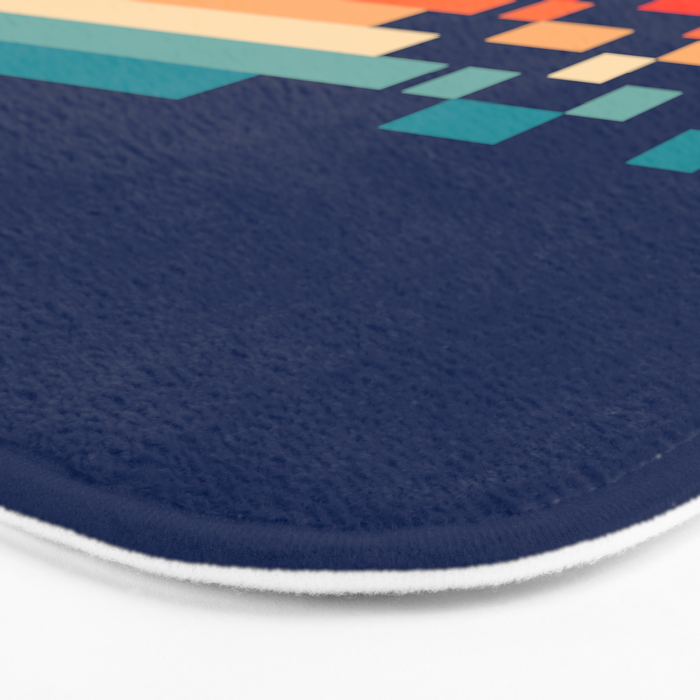 Classic 70s Style Abstract Rainbow Retro Stripes Pixel Drops - Ayako Bath Mat Gallery Image 3