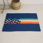 Classic 70s Style Abstract Rainbow Retro Stripes Pixel Drops - Ayako Rug Gallery Image 1