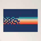 Classic 70s Style Abstract Rainbow Retro Stripes Pixel Drops - Ayako Welcome Mat Gallery Image 1