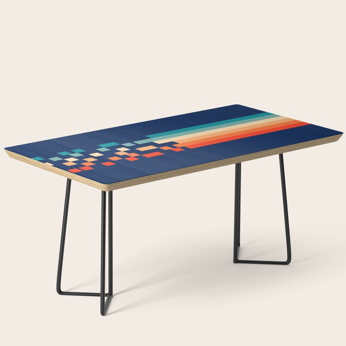 Classic 70s Style Abstract Rainbow Retro Stripes Pixel Drops - Ayako Coffee Table Gallery Image 1