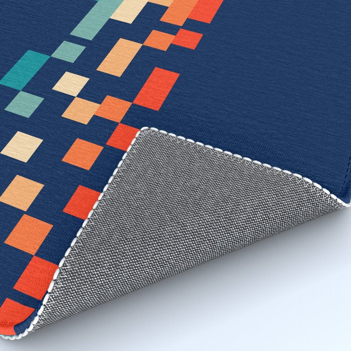 Classic 70s Style Abstract Rainbow Retro Stripes Pixel Drops - Ayako Rug Gallery Image 4
