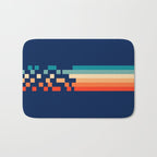 Classic 70s Style Abstract Rainbow Retro Stripes Pixel Drops - Ayako Bath Mat Gallery Image 1