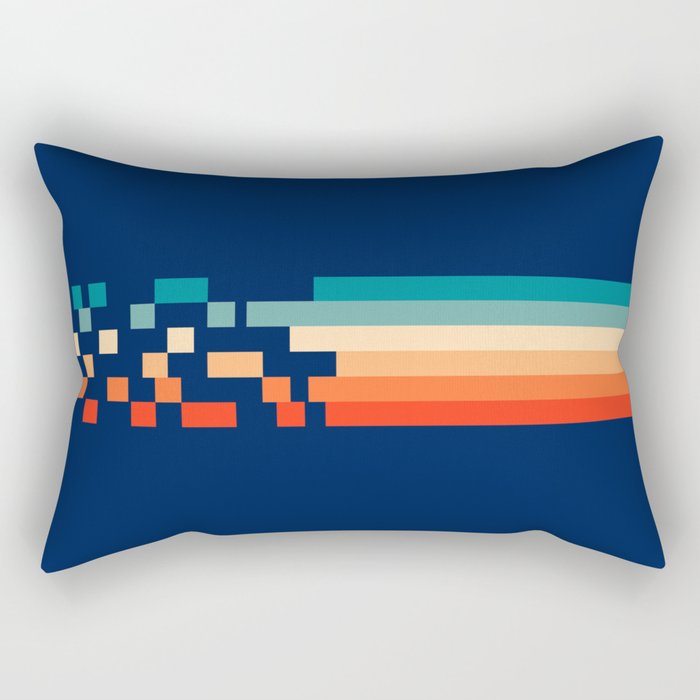 Classic 70s Style Abstract Rainbow Retro Stripes Pixel Drops - Ayako Rectangular Pillow Gallery Image 2