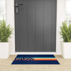 Classic 70s Style Abstract Rainbow Retro Stripes Pixel Drops - Ayako Welcome Mat Gallery Image 3