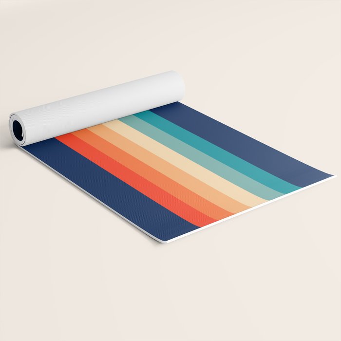 Classic 70s Style Abstract Rainbow Retro Stripes Pixel Drops - Ayako Yoga Mat Gallery Image 2