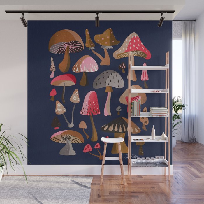 Mushroom Collection - Navy Wall Mural Gallery Image 1