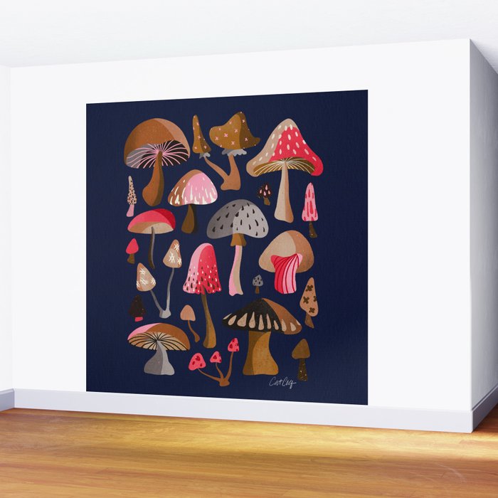 Mushroom Collection - Navy Wall Mural Gallery Image 2