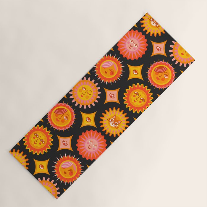 Sunshine Faces - Charcoal Yoga Mat Gallery Image 1