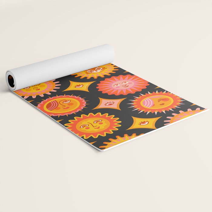 Sunshine Faces - Charcoal Yoga Mat Gallery Image 2