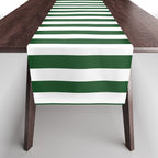 Original Forest Green and White Rustic Vertical Tent Stripes Table Runner Gallery Image 1