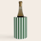 Original Forest Green and White Rustic Vertical Tent Stripes Wine Chiller Gallery Image 3