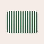 Original Forest Green and White Rustic Vertical Tent Stripes Bath Mat Gallery Image 1
