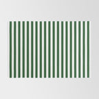 Original Forest Green and White Rustic Vertical Tent Stripes Rug Gallery Image 2