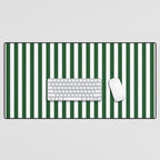 Original Forest Green and White Rustic Vertical Tent Stripes Desk Mat Gallery Image 1
