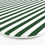 Original Forest Green and White Rustic Vertical Tent Stripes Bath Mat Gallery Image 3