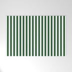 Original Forest Green and White Rustic Vertical Tent Stripes Welcome Mat Gallery Image 1