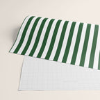 Original Forest Green and White Rustic Vertical Tent Stripes Wrapping Paper Gallery Image 2