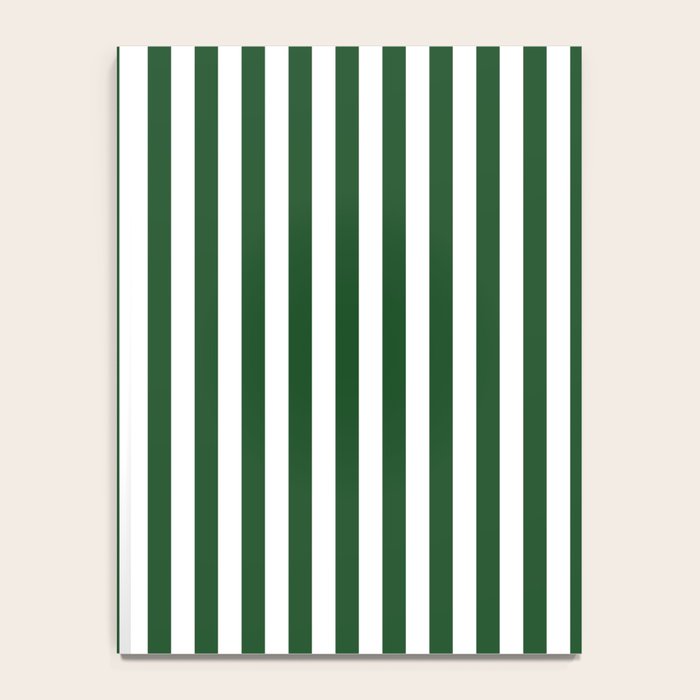 Original Forest Green and White Rustic Vertical Tent Stripes Notebook Gallery Image 4
