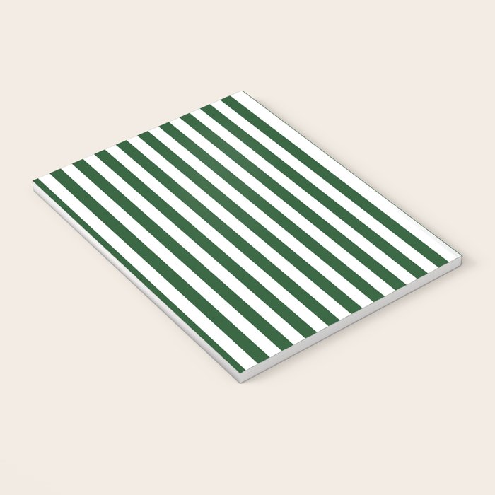 Original Forest Green and White Rustic Vertical Tent Stripes Notebook Gallery Image 3