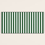 Original Forest Green and White Rustic Vertical Tent Stripes Desk Mat Gallery Image 3