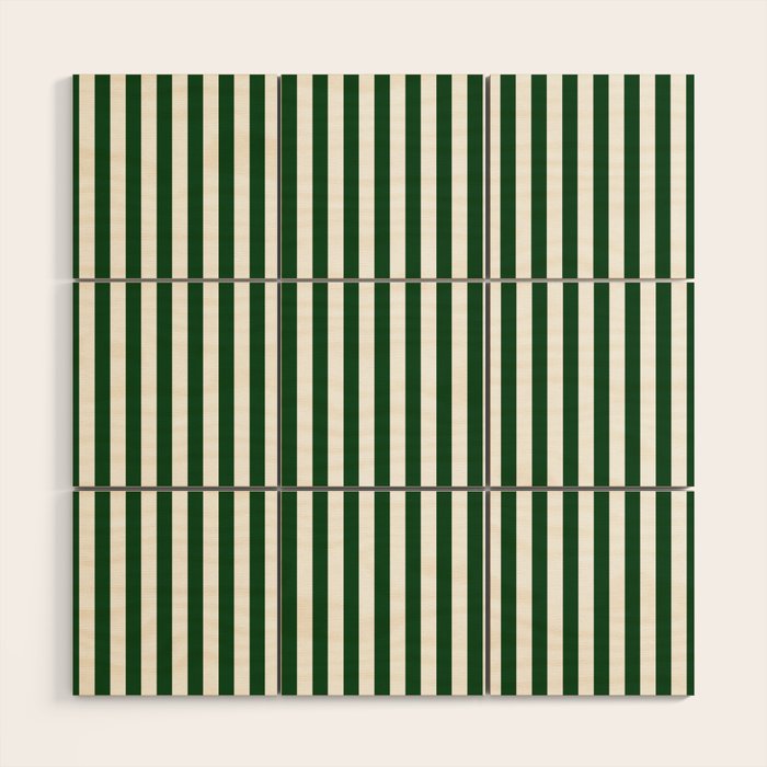 Original Forest Green and White Rustic Vertical Tent Stripes Wood Wall Art Gallery Image 1