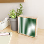 Original Forest Green and White Rustic Vertical Tent Stripes Mini Art Print Gallery Image 2