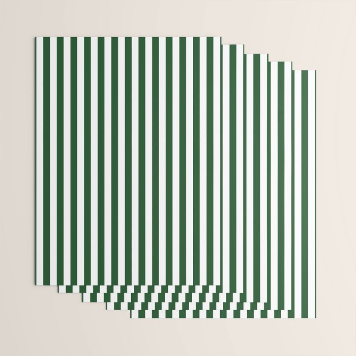 Original Forest Green and White Rustic Vertical Tent Stripes Wrapping Paper Gallery Image 3