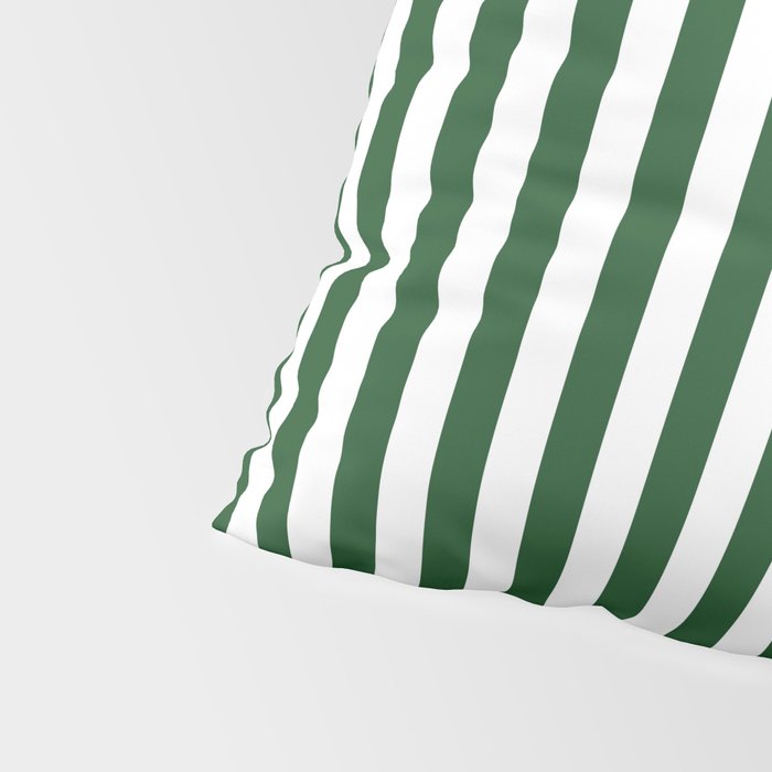 Original Forest Green and White Rustic Vertical Tent Stripes Pillow Sham Gallery Image 4