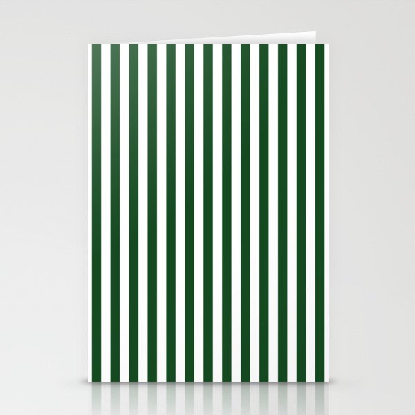 Original Forest Green and White Rustic Vertical Tent Stripes Stationery Card Gallery Image 2