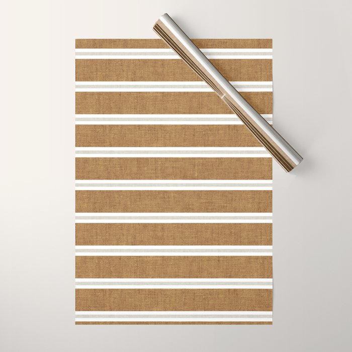 Cadence stripes - rust and beige stripes Wrapping Paper Gallery Image 1