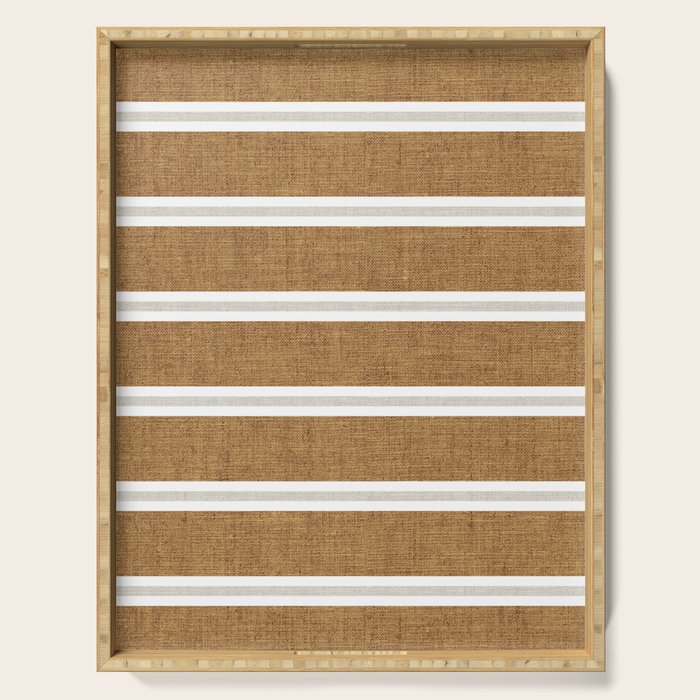 Cadence stripes - rust and beige stripes Serving Tray Gallery Image 1