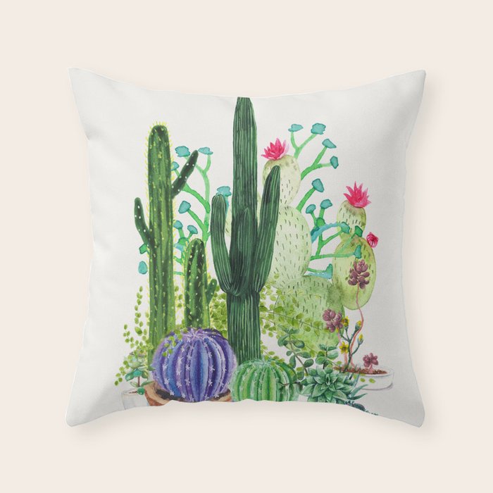 Cactus Garden Throw Pillow Gallery Image 1