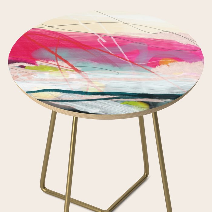 abstract landscape with pink sky over white cloud mountain Side Table Gallery Image 2