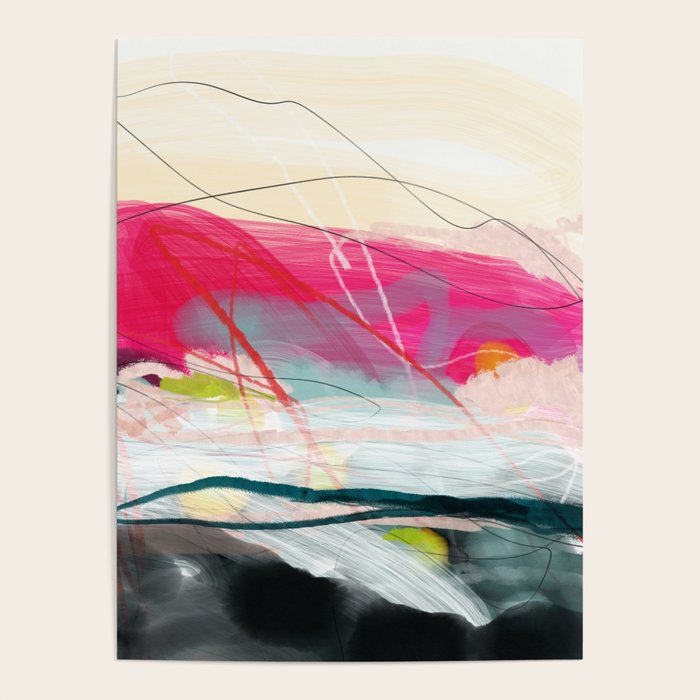abstract landscape with pink sky over white cloud mountain Poster Gallery Image 4