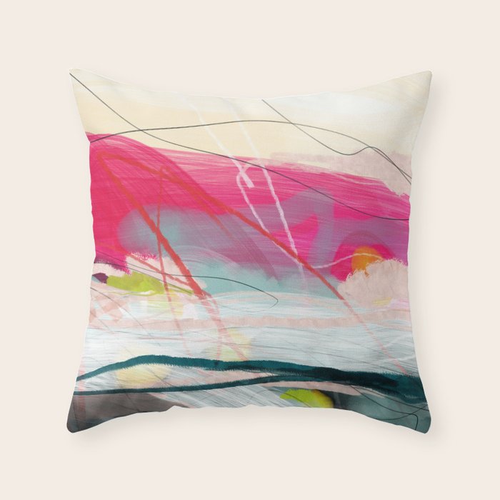 abstract landscape with pink sky over white cloud mountain Throw Pillow Gallery Image 6