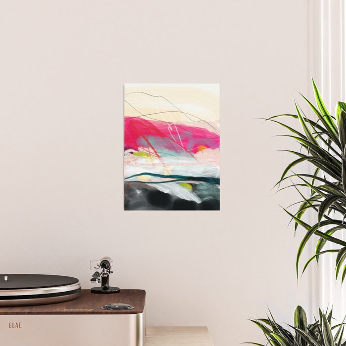 abstract landscape with pink sky over white cloud mountain Poster Gallery Image 2