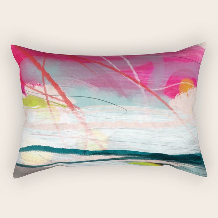 abstract landscape with pink sky over white cloud mountain Rectangular Pillow Gallery Image 2