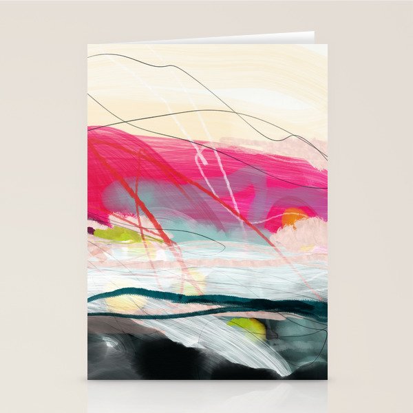 abstract landscape with pink sky over white cloud mountain Stationery Card Gallery Image 2
