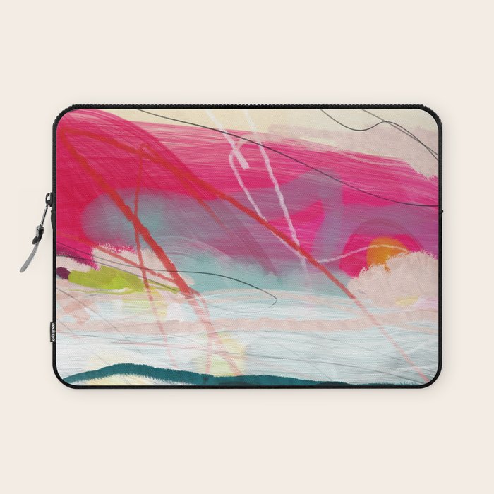 abstract landscape with pink sky over white cloud mountain Laptop Sleeve Gallery Image 1