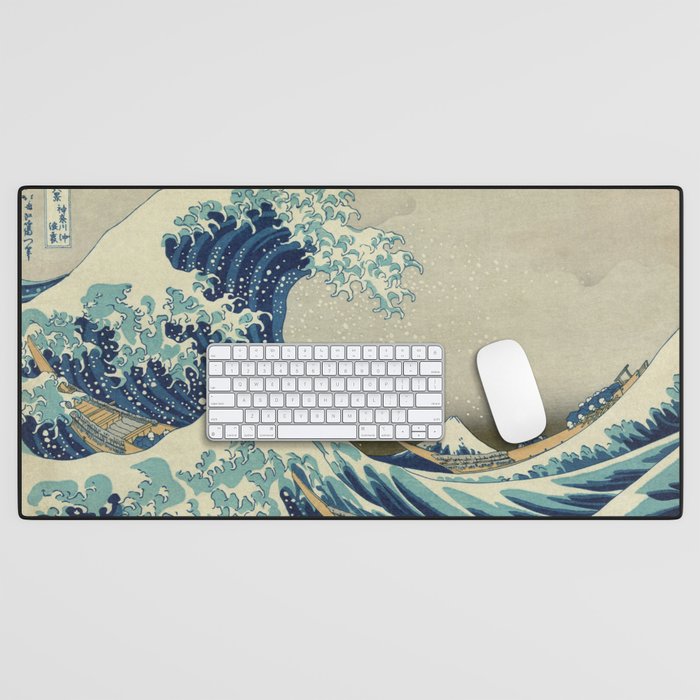 The Classic Japanese Great Wave off Kanagawa Print by Hokusai Desk Mat Gallery Image 1