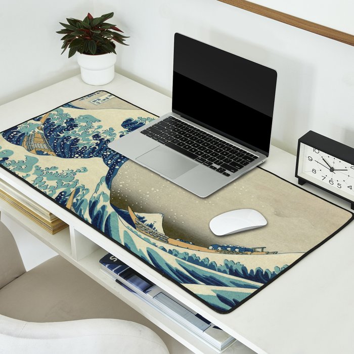The Classic Japanese Great Wave off Kanagawa Print by Hokusai Desk Mat Gallery Image 2