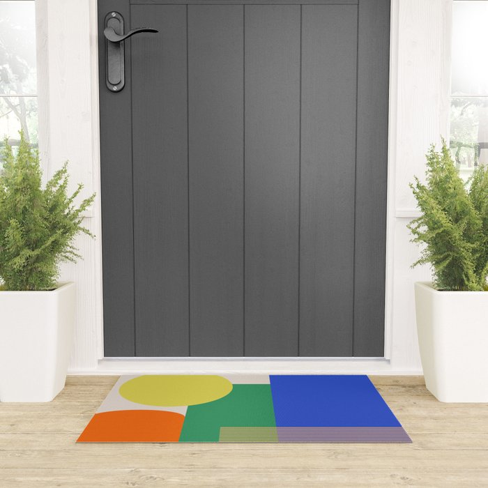 Colorful Abstract Geometric Modern Art Welcome Mat Gallery Image 3