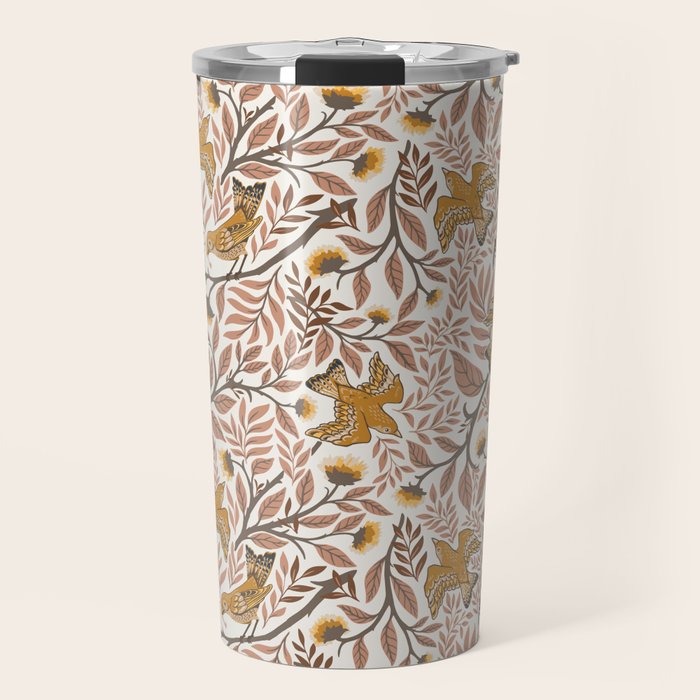 Secret Garden Birds - Neutral  Travel Mug Gallery Image 1