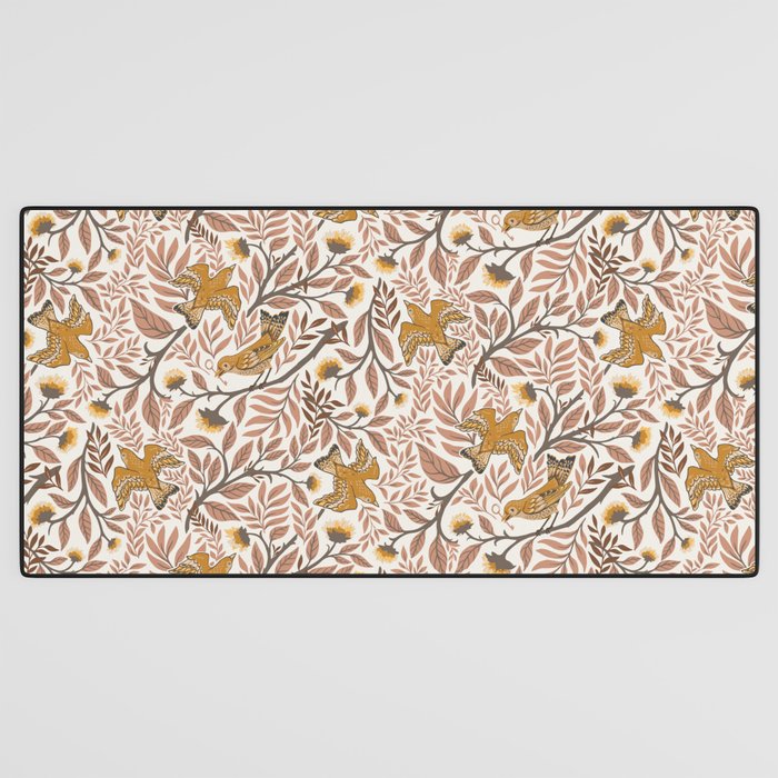 Secret Garden Birds - Neutral  Desk Mat Gallery Image 3