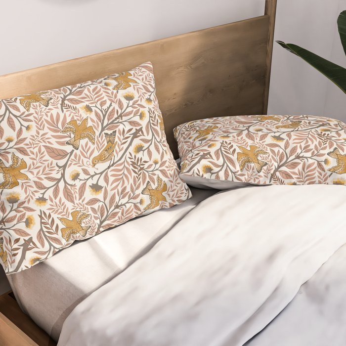 Secret Garden Birds - Neutral  Pillow Sham Gallery Image 2