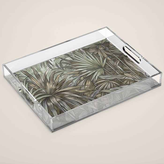 Mystic Jungle Tropical Escape Teal Green Brown Acrylic Tray Gallery Image 1